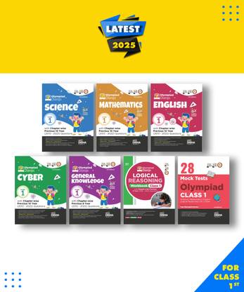 Class 1 Olympiad Champs Combo set of 7 books Science, Mathematics, English, Logical Reasoning, Cyber & GK with 28 Mock Tests 3rd Edition| Chapter-wise Previous 10 Year 2013 -2022 Questions Paperback, Disha Experts|New Latest Edition For 2025-2026