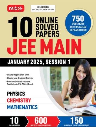 MTG 10 JEE Main Online 2025 Session-1 Previous Year Solved Papers (Original Papers of All Shift) | Chapter-wise Graphical Analysis | PYQs for Physics, Chemistry & Mathematics