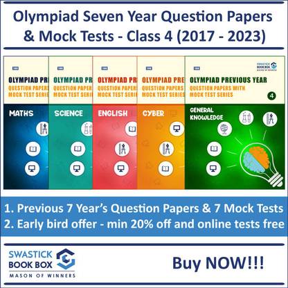 Olympiad Previous Year Question Papers with Mock Test Series - Class 4 (Maths, Science, English, Cyber & GK)
