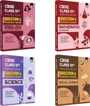 (Old Edition) CBSE Class 10th English + Mathematics + Science and Social Science Combo Set of 4 Books Question & Concept Bank Chapterwise & Topicwise Exam 2023 - 2024 | Previous Year Paper Covered
