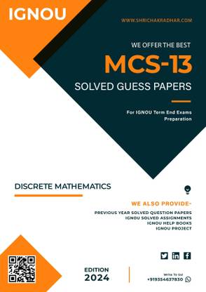 IGNOU MCS 13 Solved Guess Paper with Important Questions For IGNOU Term End Exam Preparations  - Get the PDF of this book at Rs. 49, WhatsApp us at +919354637830, or visit our website shrichakradhar.com