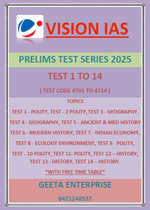 Vision ias Upsc Prelim Test Series 2025 Photocopy  - Vision ias test series 2025