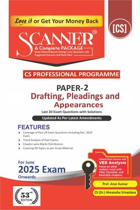 Drafting, Pleadings and Appearances (Paper 2 | CS Professional | Gr. I) Scanner - Including questions and solutions | Applicable for June 2025 Exam Onwards | Green Edition