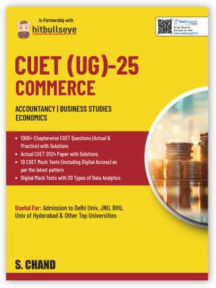 CUET (UG) Commerce Book 2025 | Accountancy | Business Studies | Economics | 1000+ Chapterwise Questions | CUET Exam 2024 Papers with Solutions | 10 Mock Tests | Digital Access on TestCoach | Hitbullseye | For CUET Entrance Exams | In English