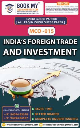 IGNOU MCO 015 India‘s Foreign Trade and Investment | Guess Paper | Important Question Answer| Master of Commerce (MCOM)