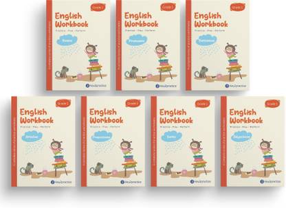 Key2Practice English Grammar Activity Workbook For Class 1 (Set of 7)  - 190 Activity Based Worksheets, Combo of (Nouns, Pronouns, Sentences, Articles, Prepositions, Verbs, Adjectives)