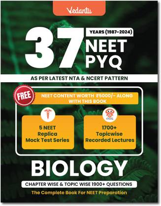 Vedantu NEET 37 Years Previous Year Solved Question Book for Biology Chapter Wise & Topic Wise Latest Edition for NEET 2025 | Free Mock Test & Recorded Course  - NEET Biology PYQ Book | 37 Years Chapter-wise & Topic-wise Solved Papers | Vedantu 2025