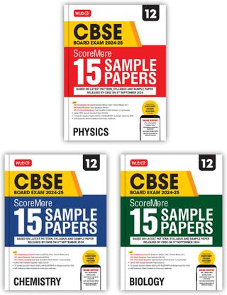 MTG CBSE Class 12 ScoreMore 15 Sample Papers Physics, Chemistry & Biology Books For 2025 Board Exam (Set of 3) | Detailed Solutions of Each Chapter | Based on Latest CBSE Pattern & Syllabus
