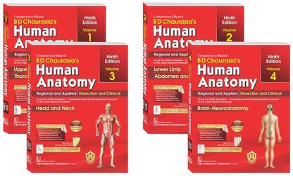 B D CHAURASIA'S HUMAN ANATOMY 9th Ed, 4 Volume Set (PB - 2023)
