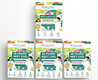 Oswaal NTA NEET (UG) PLUS Supplement For Additional Topics For NEET Exam 2024 As Per NMC NEET Updated Syllabus And 36 Years' NEET UG Solved Papers Chapterwise & Topicwise Physics, Chemistry & Biology 1988-2023 (Set Of 4 Books)