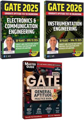 GATE Instrumentation Engineering, Electronics and Communication and GATE General Aptitude Practice  - 2026 [Set of 3 Books] Previous Year Solved Papers with Detailed Solution | Topic Wise Sorted Question Bank with Detailed Explanation | Best Seller Guide for GATE Electronics And Communication & Instrumentation Engineering Exam in India