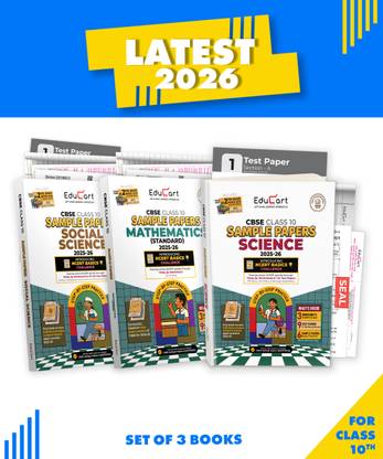 Educart CBSE Sample Paper Class 10 2025-26 - Science, Mathematics Standard & Social Science (Introducing exclusive step-by-step new practice concept on 2026 pattern) Set of 3 Books - Sample Paper Class 10 2026