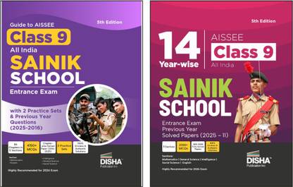 Disha Combo (set of 2 Books) Study Package for AISSEE Class 9 All India SAINIK School Entrance Exam - Guide + Previous Year Solved Papers + Practice Sets - 5th Edition | For 2026 Exam | PYQs