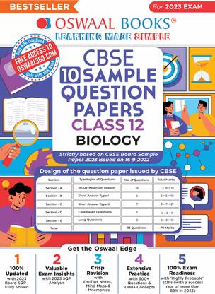 Oswaal CBSE Sample Question Papers Class 12 Biology for 2023 Board Exam (based on CBSE Sample Paper released on 16th September)