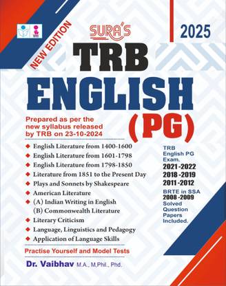 SURA`S TRB English(PG) Exam Book Guide and Original Solved Question Papers - Latest Updated Edition 2025