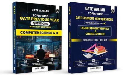 PW GATEWALLAH Topicwise Previous Years Solved Questions with Video Solutions Computer Science & IT and Engineering Mathematics & General Aptitude Combo Set of 2 Books For 2025 Exams