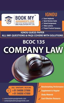 IGNOU BCOC 135 Company Law GUESS PAPER Study Material For IGNOU Students Latest Edition