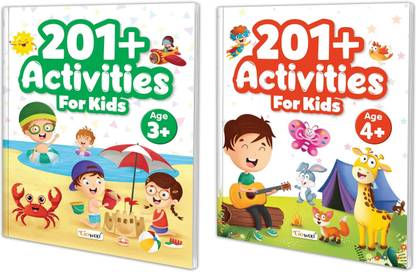 201+ Activities for Kids Age 3 and 4+ : Learning activity book for kids, Kids activity book, Early Learning activities for Children, Mazes, Spot the differences, Matching games, Patterns, Brain games, Hide and seek, Word search, Rhymes, Puzzle, All about me, Join the dots | Pack of 2 activity books.