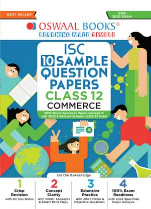 Oswaal ISC Sample Question Papers Class 12 Commerce for 2023 Board Exam (based on the latest CISCE/ICSE Specimen Paper)