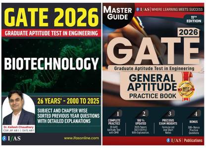 GATE Biotechnology 2026  - GATE General Aptitude [Set of 2 Books] | 26 Years Previous Year Solved Papers (2000 to 2025) Topic Wise Sorted with Detailed Explanations | 2000+ MCQs & 25 Practice Sets | Best Seller Question Bank for GATE BT, Life Sciences & Aptitude Exams in India | IFAS Publications