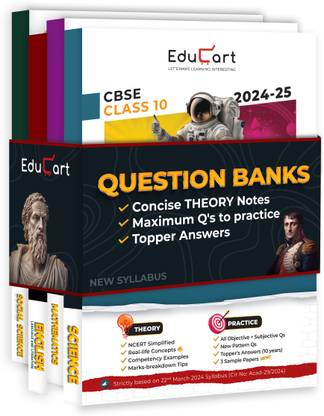 (OLD) Educart CBSE Class 10 Question Bank Science, Mathematics, Social Science & English 2024-25 Bundle (Set of 4 Books) For 2025 Board Exams (As per latest CBSE Syllabus 23 Mar 2024)  - Class 10 Question Bank 2025
