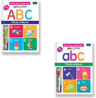 Write & Clean Reusable book - Set of 2 Books - Alphabet (Capital Letters, and Small Letters)