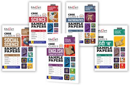 Educart CBSE Class 9 Sample Papers Bundle - Science, Maths, Social Science, English & Hindi B 2024-25 (Introducing Revision Maps) 2025  - Class 9 Sample Paper 2025
