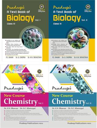 COMBO OF 2 (Pradeep’s A Text Book of Biology + New Course Chemistry for Class 11 (Vol. 1 & 2) - Examination 2024/25