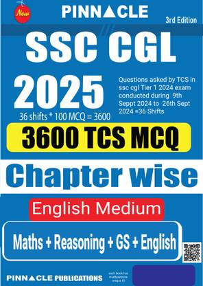 SSC CGL 2025 : 3600 TCS MCQ Chapter wise English medium 3rd Edition