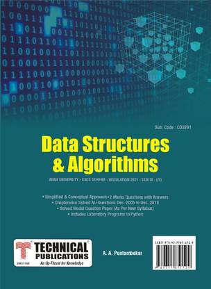 Data Structures and Algorithms for BE Anna University R21CBCS (III- IT - CD3291)