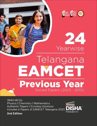 24 Yearwise Telangana EAMCET Previous Year Solved Papers (2023 - 2015) 2nd Edition | Physics, Chemistry & Mathematics PYQs Question Bank | For 2024 Engineering Exams | 3500+ MCQs