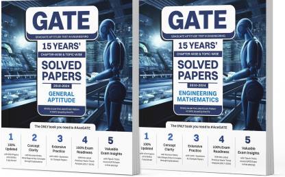 Oswaal GATE Chapter-wise Topic-wise 15 Years' Solved Papers 2010 to 2024 (Set of 2 Books) General Aptitude & Engineering Mathematics For 2025 Exam