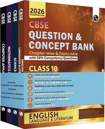 PW CBSE Question Bank Class 10 Eng, Science, Maths (Basic), Computer Combo