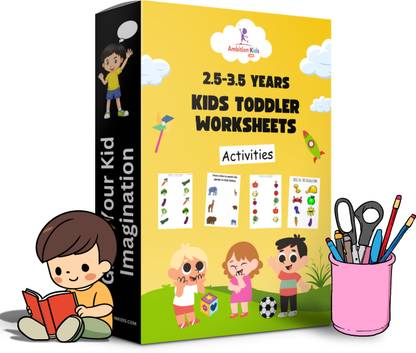 AmbitionKids - Preschool (2.5 - 3.5 yr) Toddler Worksheets - Part A & B - 100+ Pages of Fun Activities to Build Early Writing, Math, and Cognitive Skills  - AmbitionKids - Preschool (2.5 - 3.5 yr) Toddler Worksheets - Part A & B - 90 Pages of Fun Activities to Build Early Writing, Math, and Cognitive Skills