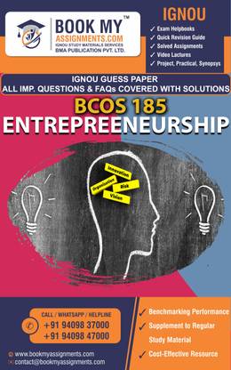 IGNOU BCOS 185 Entrepreneurship | Guess Paper | Important Question Answer | Bachelor of Business Administration (BBA)