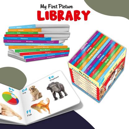 Essential Board Book Of All In One Box Set(Red Edition) : My First Picture Library Box, Educational picture books for toddlers, Collection of 12 board books