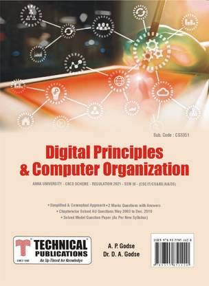 Digital Principles & Computer Organization for BE Anna University R21CBCS (III-CSE / IT / AI&DS / CS & BS - CS3351)