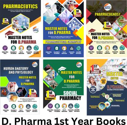 D. Pharma 1st Year Books (English) - 5 Subject Wise and 1 Question Booklets (Hardcover) As Per PCI New Syllbus ER2020