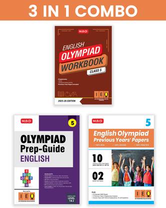 MTG Class-5 International English Olympiad (IEO) Workbook, Prep-Guide & Previous Years Papers (PYQs) with Mock Test Paper (Set of 3 Books) - SOF Olympiad Books For 2025-26 Exam