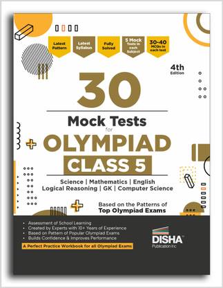 Disha 30 Mock Test Series for Olympiads Class 5 Science, Mathematics, English, Logical Reasoning, Social Studies/ GK & Computer Science 4th Edition | Cyber | General Knowledge | 2026 Exam