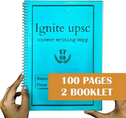 IGNITE UPSC - Mains Answer Writing Copy 100 pages [2 Booklets] (High quality Print, Standardized margins) Spiral Book