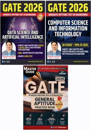 GATE Data Science and Artificial Intelligence, GATE Computer Science and GATE General Aptitude Practice  - 2026 [Set of 3 Books] | Includes Topicwise PYQs (2024–2025), 1000+ Practice Questions & Theory with Illustrations | Best Combo for GATE Data Science and Artificial Intelligence, GATE Computer Science & GATE General Aptitude Exam Preparation | IFAS Publications