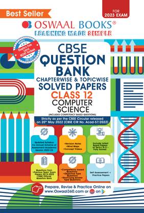Oswaal CBSE Chapterwise & Topicwise Question Bank Class 12 Computer Science Book (For 2023 Exam)
