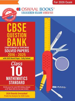 CBSE Question Bank SOLVED PAPERS Class 10 Maths (Standard) For 2026 Exam