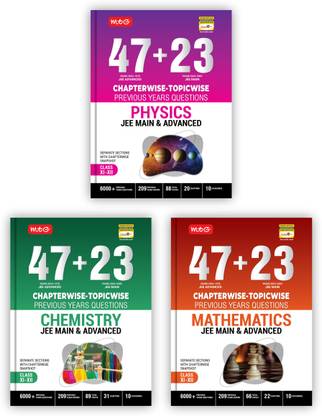 MTG 47 + 23 Years JEE Main (2024-2002) and JEE Advanced (2024-1978) Chapter-wise Topic-wise Previous Years Solved Question Papers Physics, Chemistry & Mathematics Book – JEE PYQ Question Bank For 2025 Exam (Set of 3)