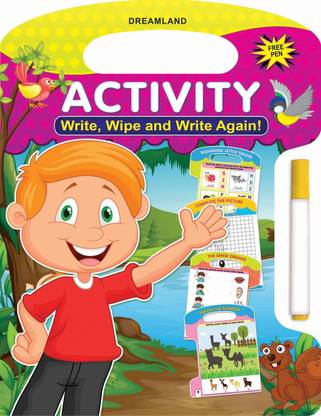 Write and Wipe Book - Activity  - Book for Kids Age 2–4 | Reusable Wipe-Clean Book with 16 Fun Learning Activities | Preschool Early Writing, Drawing & Pen Control Practice with Marker Pen