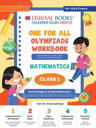 Oswaal One For All Olympiad Workbook Class 1 Mathematics For 2024-25 Exam