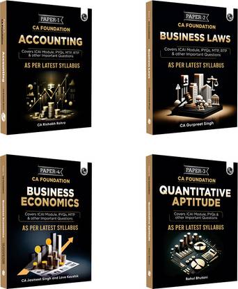 PW CA Foundation Combo Accounting, Business Laws, Business Economics, Quantitative Aptitude Set of 4 Books Including PYQs, MTP, RTP and All Important Questions | Latest Syllabus For 2024 Exams