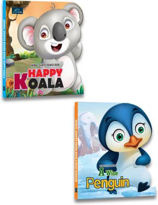 Animal Shaped Story Board Book - Happy Koala, A Wise Penguin - Set of 2 Story Books For Kids