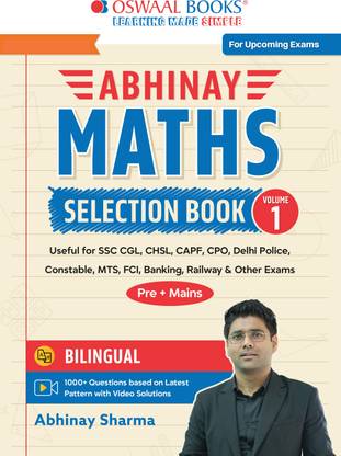 Abhinay Maths Selection Book – Vol. 1 Bilingual Workbook for SSC CGL, CHSL, CAPF & All Govt Exams Concept Based Qs with Video Solutions | Geometry, Mensuration, Coordinate Geometry (For Latest Exam).